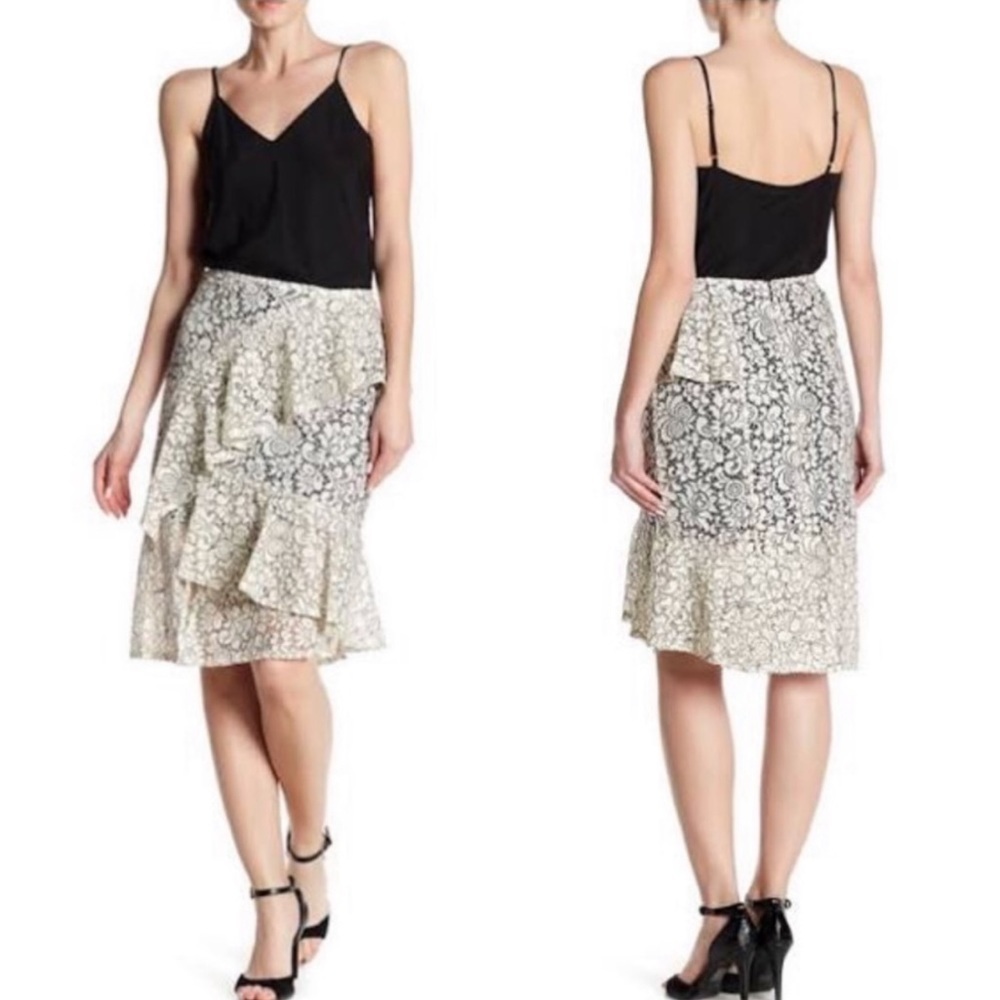NWT- Nanette Lepore Ruffle Midi Skirt
